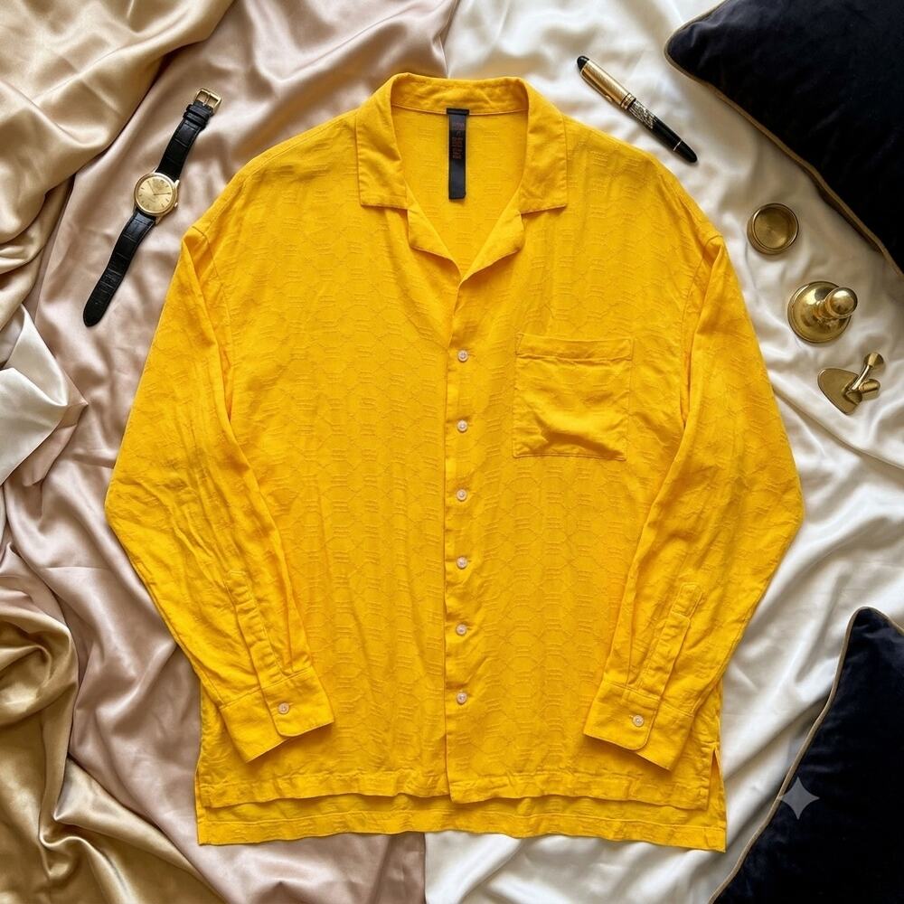 Savage x Fenty Embroidered Oversized Sleep Shirt Yellow Sleepwear Womens Small
